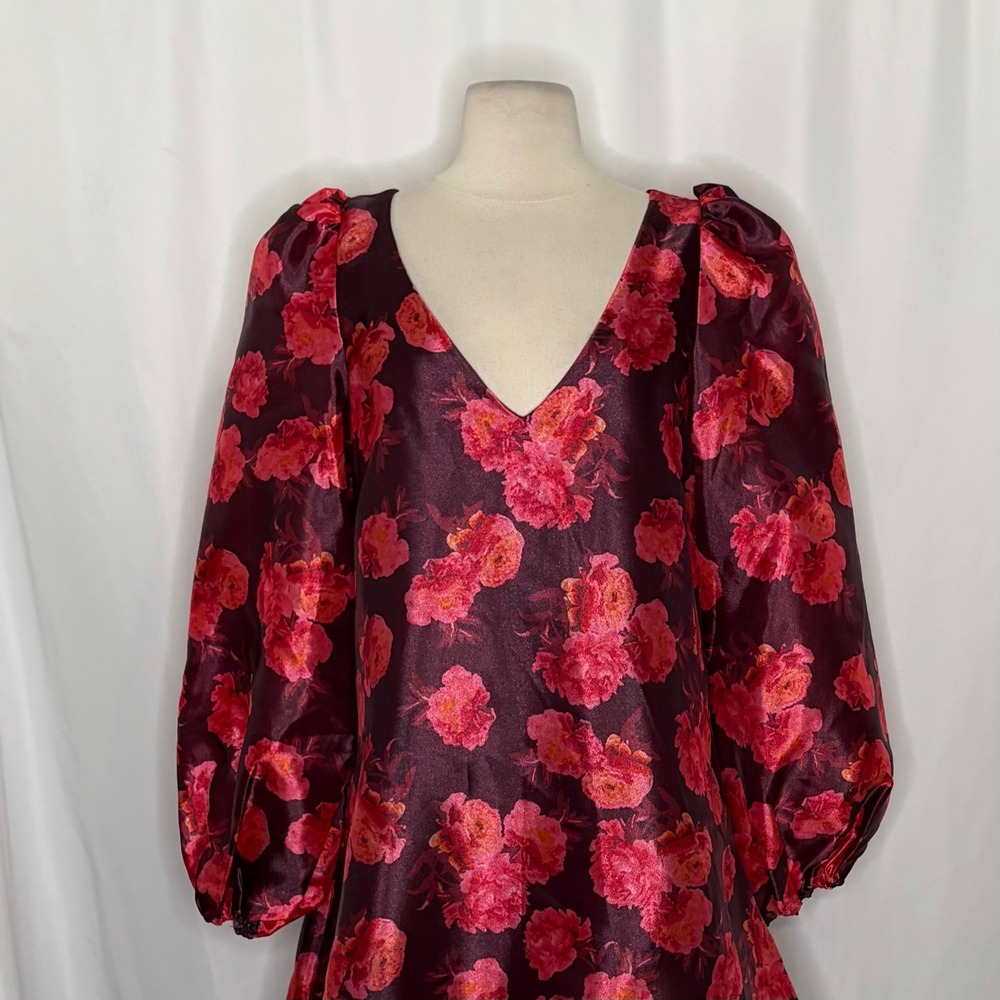 NWT!! Anthropologie BHLDN Aliana V Neck Floral Organza Mini Dress Large - Picture 4 of 16